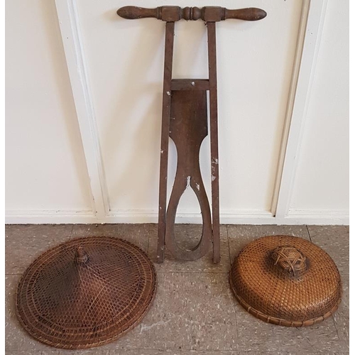 96 - Two Original Malaysian Woven Hats and a Boot Pull