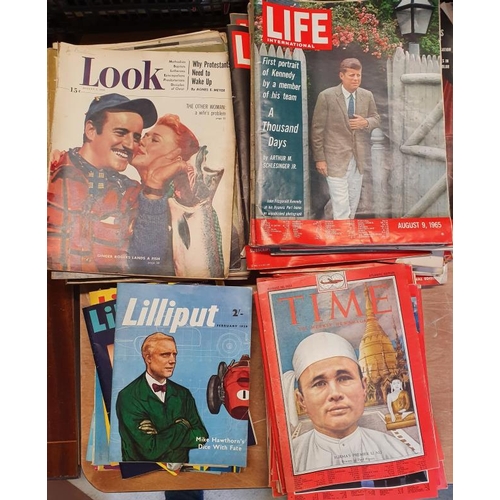 107 - Four Bundles of Vintage Magazines - Look, Life, Time and Lilliput, 1940's to 1970's