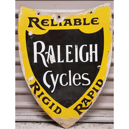 116 - Raleigh Cycles Double Sided Enamel Advertising Sign - c. 18 x 24ins
