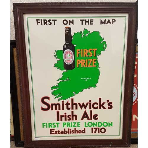 126 - 'Smithwicks Irish Ale' Framed Advertisement -c.  24 x 30ins, reproduction of a scarce sign