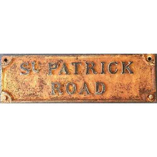 132 - St. Patrick Road Heavy Cast Iron Street Sign, c.38 x 12in