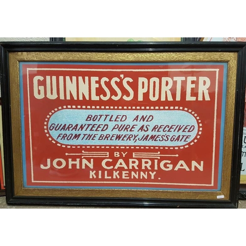 134 - Guinness's Porter, John Carrigan, Kilkenny' Framed Advertisement - 34 x 23ins, reproduction of a sca... 