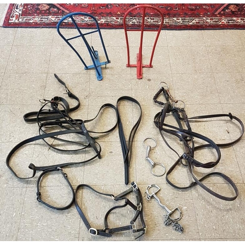 155 - Two Saddle Racks and a selection of leather harness