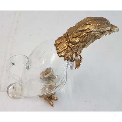 158 - Moulded Glass and Gilt Mounted Claret Jug in the form of an Eagle