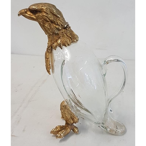 158 - Moulded Glass and Gilt Mounted Claret Jug in the form of an Eagle