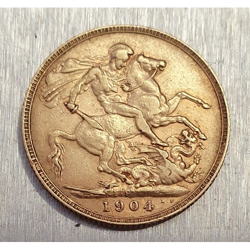 195 - 1904 Gold Sovereign, Edward VII, c.8grams