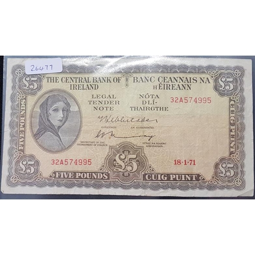 206 - Ireland, Lady Lavery £5 Bank Note, 18-1-71
