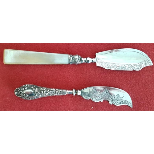 214 - William IV Pearl Handled and Hallmarked Butter Knife and a later example