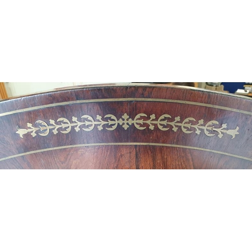 218 - William IV Rosewood and Brass Inlaid Breakfast Table - 4ft Diameter, 30ins high