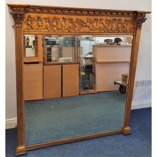 220 - Fine Quality Victorian Gilt Pier/Overmantle Mirror decorated with dancing ladies - 55 x 57.5ins