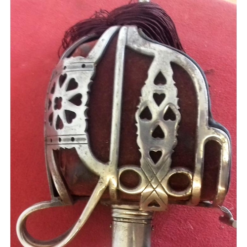225 - Victorian Scottish Basket Hilt Sword - 31.5ins blade length