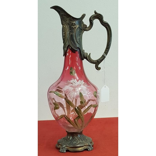 269 - Red Glass Jug on Pewter Base