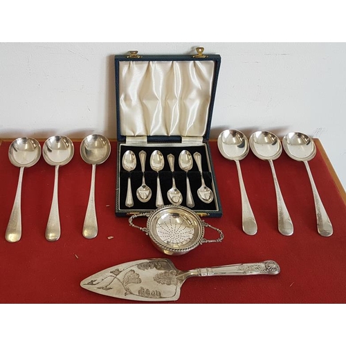 273 - Set of Silver Plated Soup Spoons, Teaspoons, Pie Server, etc.