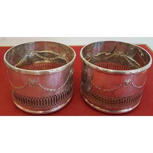 276 - Pair of Deep Silver Plated Bottle Coasters with Garland Design