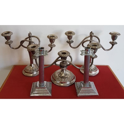 279 - Pair of Silver Plated Candelabra, one smaller candelabra and a Pair of Silver Plated Candlesticks