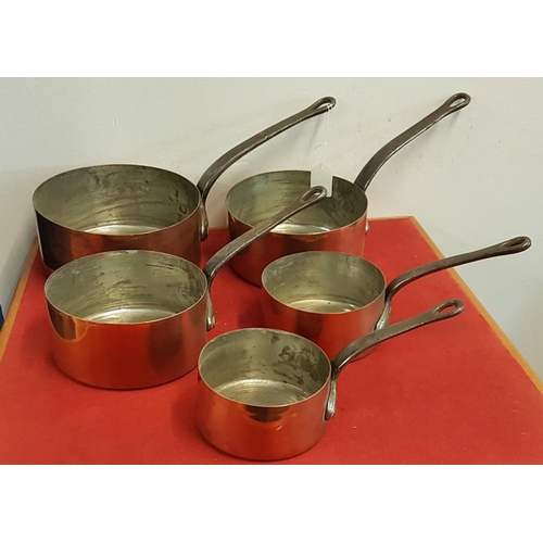 284 - Set of Five Copper Saucepans