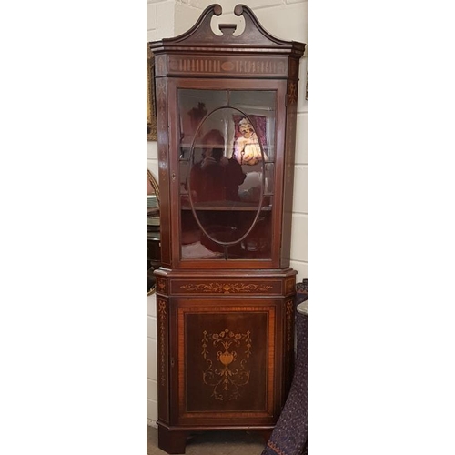 316 - Edwardian Inlaid Mahogany Corner Display Cabinet - 27.5 x 81ins tall