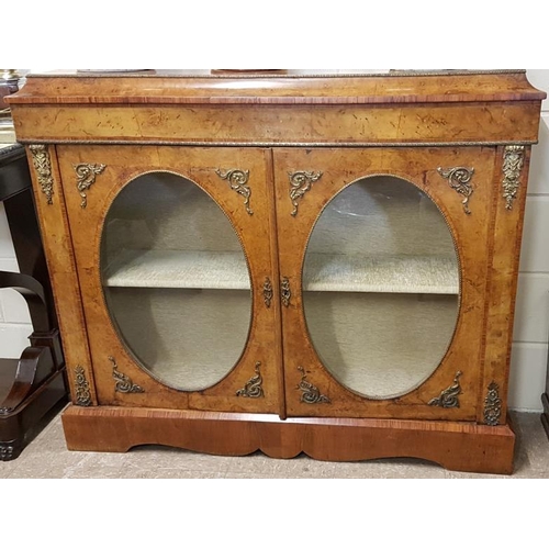 325 - Victorian 2-Door Walnut Side Cabinet with gilt metal mounts and original velvet lining - 49 x 14 x 4... 