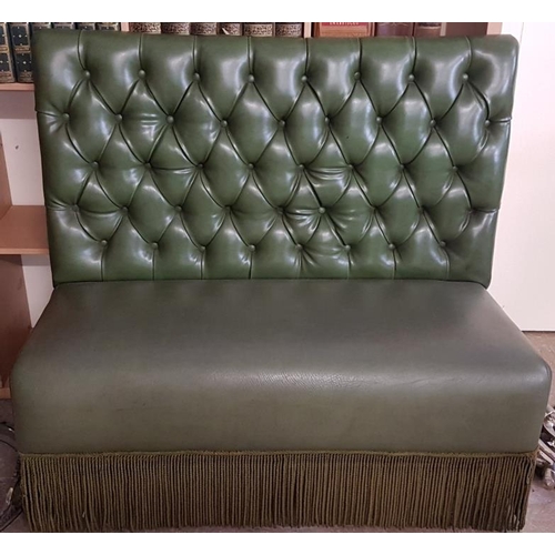 337 - Green Leather Button Back 2-Seater Seat - 43ins long