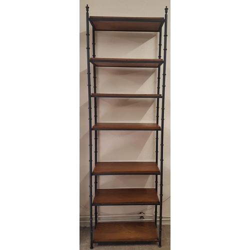 372 - Good Quality Iron and Mahogany Open Book Shelf - 28 x 13 x 90ins