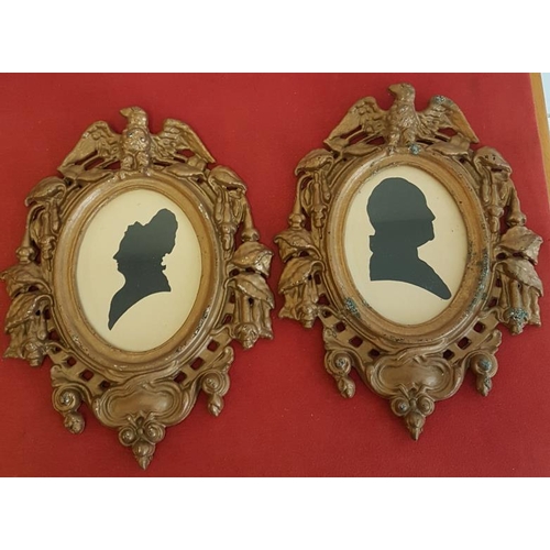 385 - Pair of Silhouette Portraits in Cast Metal Frames - c. 9.5 x 12ins