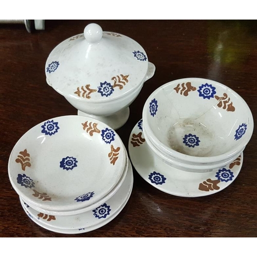 409 - Miniature Irish Spongeware Painted Tea Set
