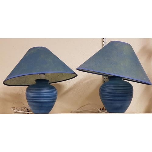 432 - Pair of Blue Table Lamps with Shades