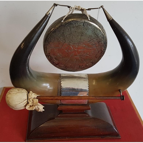 451 - Buffalo Horn Dinner Gong with Hammer c. 1880
