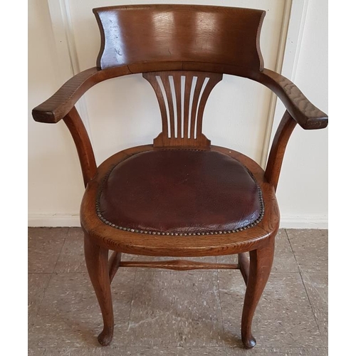 455 - Edwardian Oak Office Chair with upholstered seat