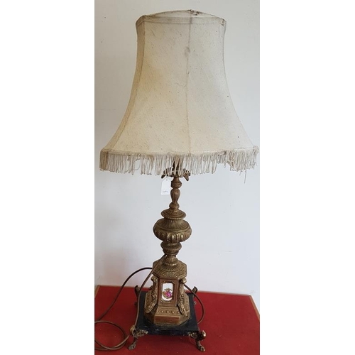 456 - Gilt Metal and Porcelain Table Lamp with Shade