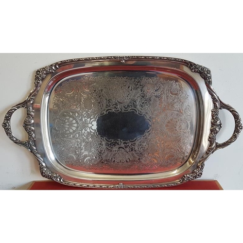 473 - Engraved Silver Plate Tea Tray in excellent condition - 25 x 14ins