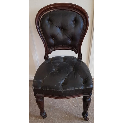 498 - Victorian Mahogany and button upholstered Single Chair