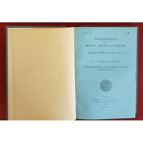 80 - Bound volume of Proceedings of Royal Irish Academy 1909-1920 era. Articles on Ogham, crannogs, inscr... 