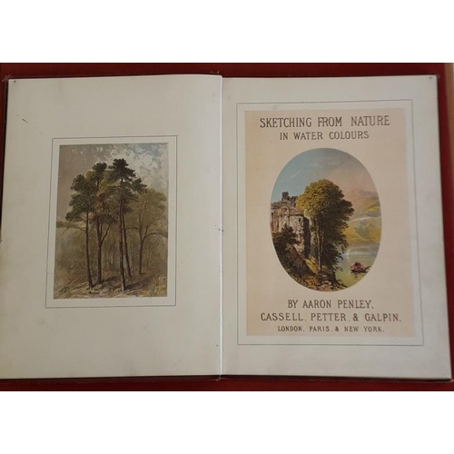 90 - Aaron Penley 'Sketching from Nature in Watercolours' c. 1890. Colour plates with loose original stil... 