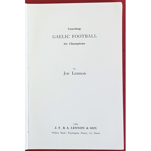 153 - Joe Lennon 'Coaching Gaelic Football for Champions' 1964. 1st Edition. Illustrated