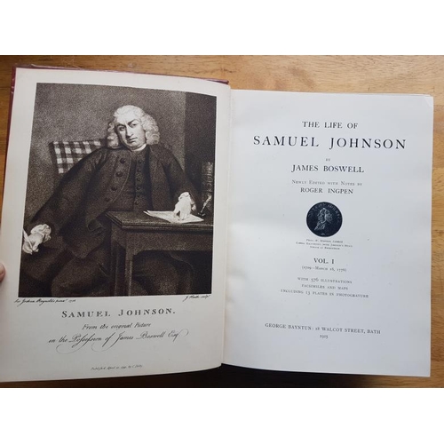 186 - The Life of Samuel Johnson, Boswell, 2 vols quarto. Bayntun 1925 with 576 ills. Good; ex libris. (2)... 