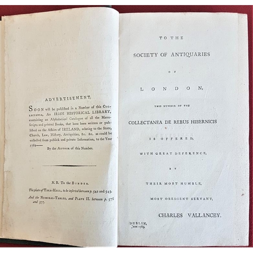 223 - C. Vallancey 'Collectanea de Rebus Hibernicus'. Dublin 1783. Bound with Charles O'Connor 'Second Let... 