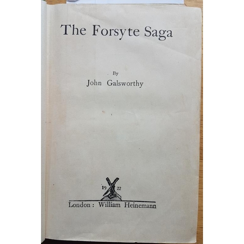 232 - Galsworthy, The Forsythe Saga. 1922. True first edition; 1104 pages spine starting to split on one s... 