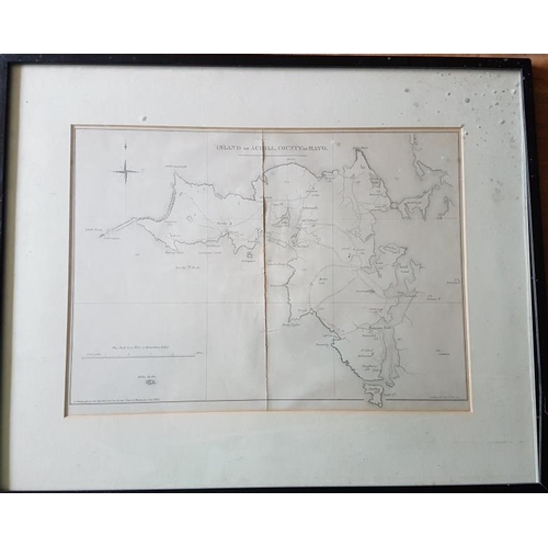 261 - Framed map of Achill Island printed for the Society of Irish Church Missions in 1852, showing all th... 