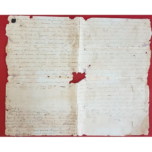 308 - [Cork 1798]. Manuscript Recognizances. Barrymore Union. Signed declaration by named farmers to keep ... 