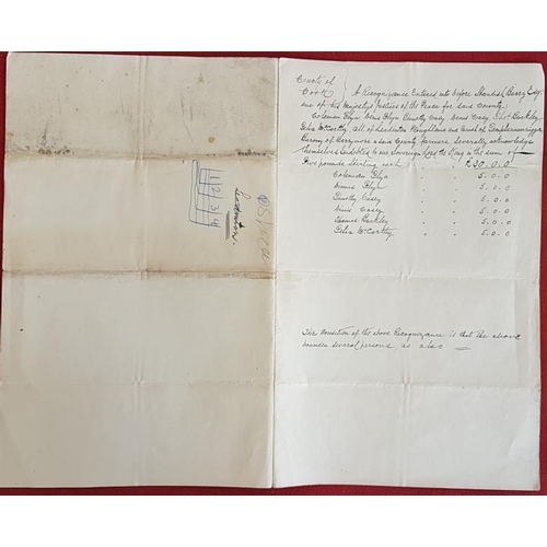 308 - [Cork 1798]. Manuscript Recognizances. Barrymore Union. Signed declaration by named farmers to keep ... 