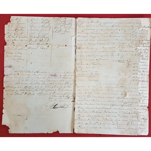 308 - [Cork 1798]. Manuscript Recognizances. Barrymore Union. Signed declaration by named farmers to keep ... 