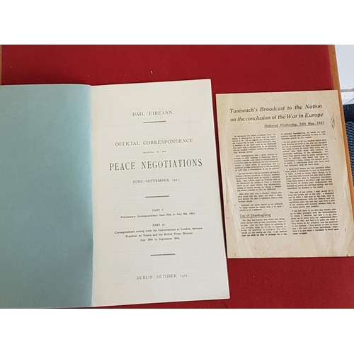 309 - Taoiseach’s Broadcast to the Nation. delivered 16th May, 1945. 8 pages. De Valera’s reply to Churchi... 