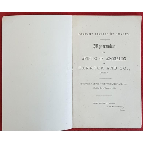 327 - Memorandum and Articles of Association of Cannock and Co., Limited. 1915. 38 pages. Wrappers. Cannoc... 