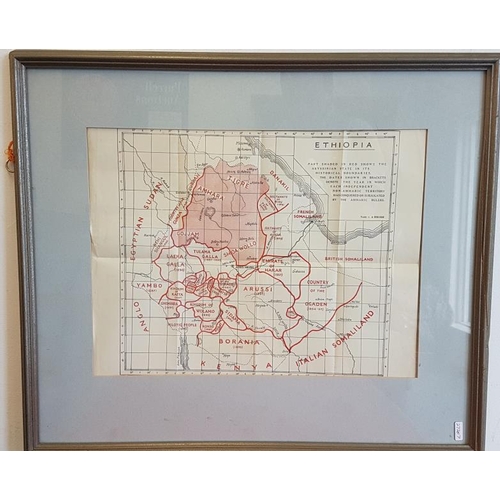 363 - Framed Map of Ethiopia, part shaded in Red shows the Abyssinian State in it's Historical Boundaries ... 