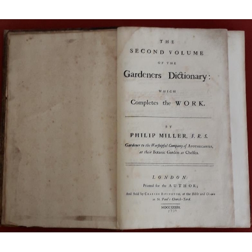 375 - Philip Miller 'The Gardner's Dictionary' 1739. 1st Edition. Folio. Plates, some folding. Calf. Scarc... 