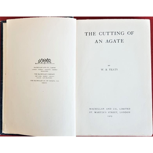 405 - W. B. Yeats 'The Cutting of an Agate' 1919. 1st Edition. Original gilt cloth cover designed by Sturg... 