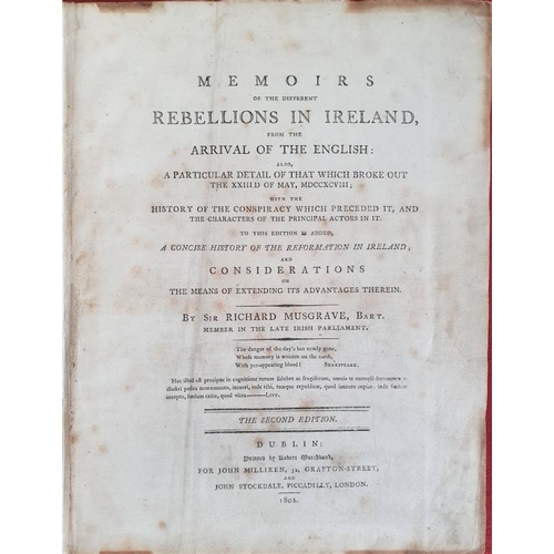 406 - 'Rebellions in Ireland' by Musgrave, 2nd Edition, Dublin 1801 (repaired and rebound)