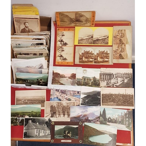 12 - Box of 300 Old Irish Postcards and a Scarce Collection of Irish Stereoscopic Cards