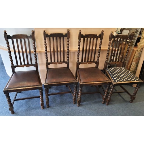 2 - Set of Four Edwardian Oak Dining Chairs